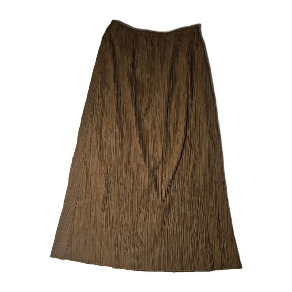 J. Jill Dresses & Skirts - J Jill Satin Maxi Crinkle Skirt Brown Camel Size 6 Fairy Boho Western Peasant